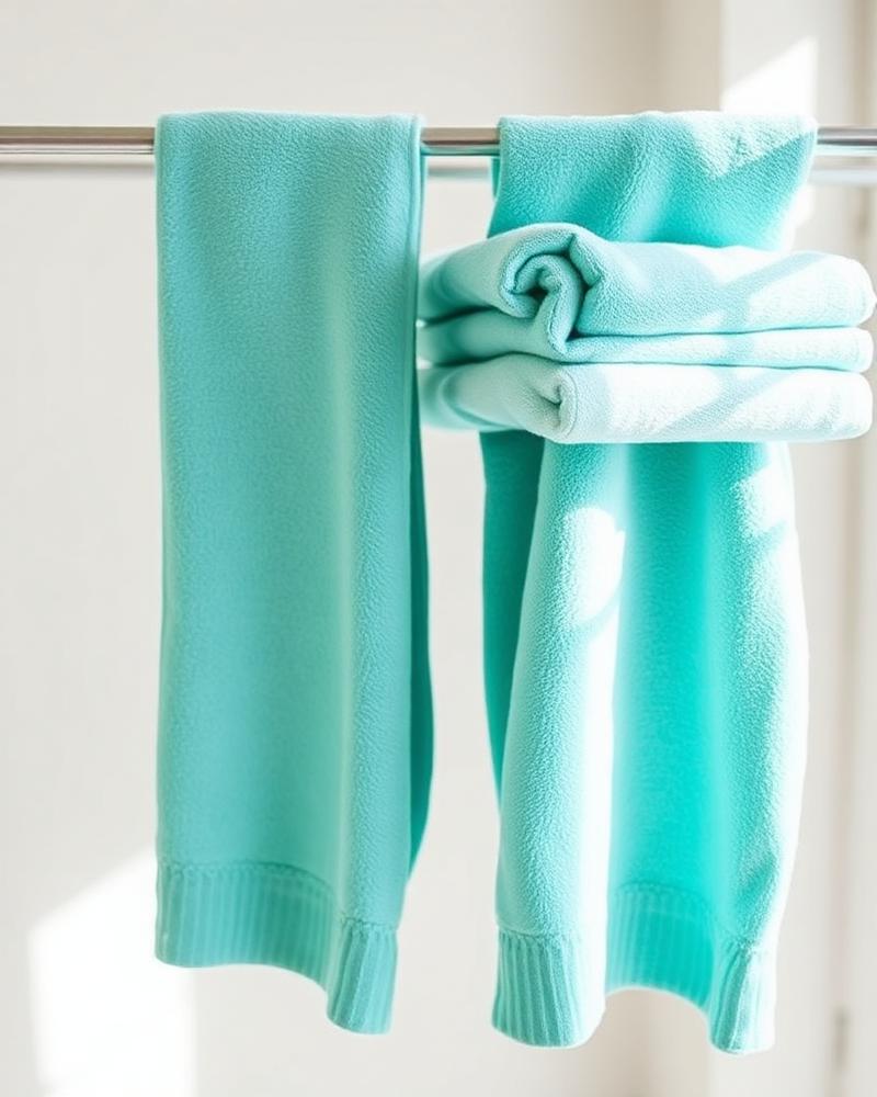 Clean laundry on rack